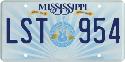 MS license plate LST954