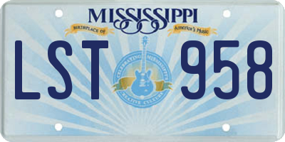 MS license plate LST958