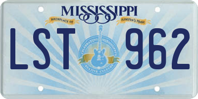 MS license plate LST962