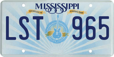 MS license plate LST965