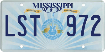 MS license plate LST972