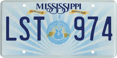 MS license plate LST974