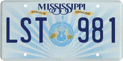 MS license plate LST981