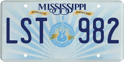 MS license plate LST982