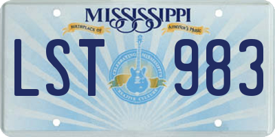 MS license plate LST983