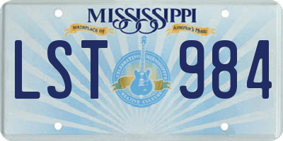 MS license plate LST984