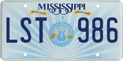 MS license plate LST986