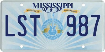 MS license plate LST987
