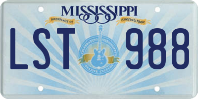 MS license plate LST988