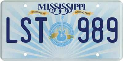 MS license plate LST989
