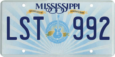 MS license plate LST992