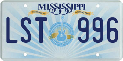 MS license plate LST996