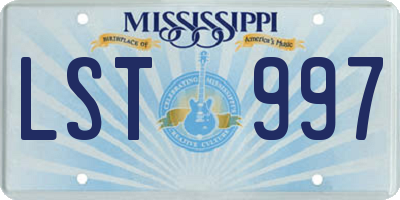 MS license plate LST997