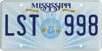 MS license plate LST998