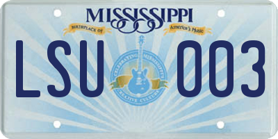 MS license plate LSU003