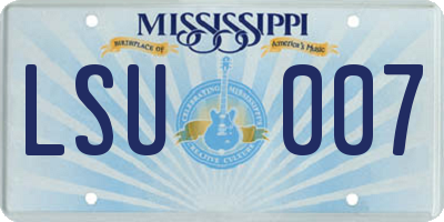 MS license plate LSU007