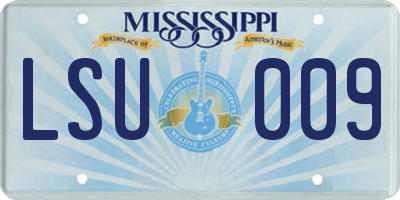 MS license plate LSU009