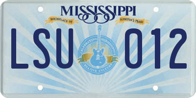 MS license plate LSU012