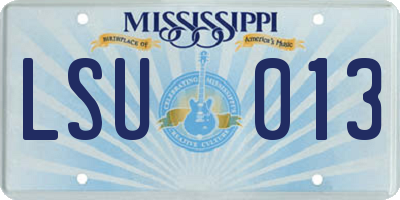 MS license plate LSU013