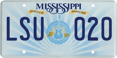MS license plate LSU020