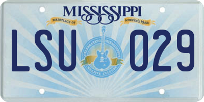 MS license plate LSU029
