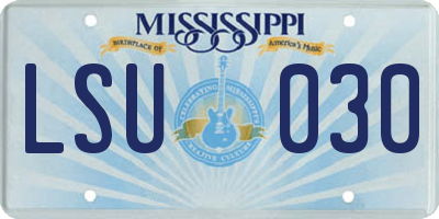 MS license plate LSU030