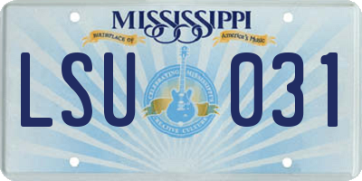 MS license plate LSU031