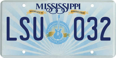 MS license plate LSU032