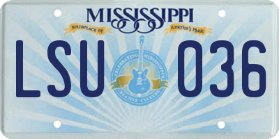 MS license plate LSU036