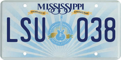 MS license plate LSU038