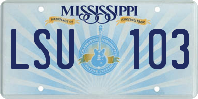 MS license plate LSU103