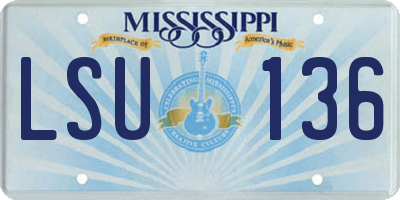 MS license plate LSU136