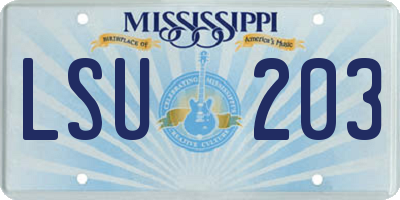 MS license plate LSU203
