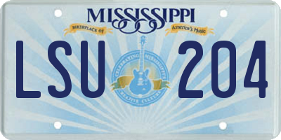MS license plate LSU204