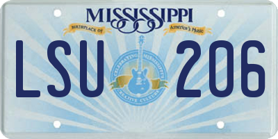 MS license plate LSU206