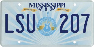 MS license plate LSU207