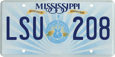MS license plate LSU208