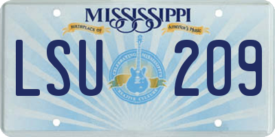 MS license plate LSU209