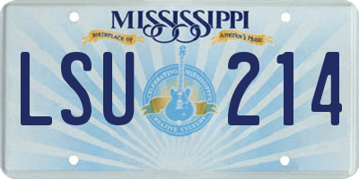 MS license plate LSU214