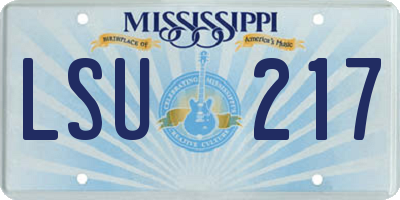 MS license plate LSU217