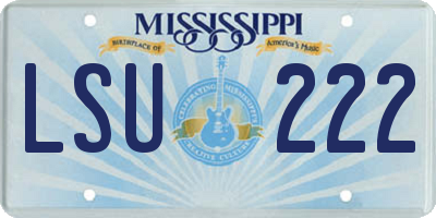 MS license plate LSU222