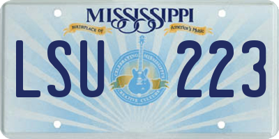 MS license plate LSU223