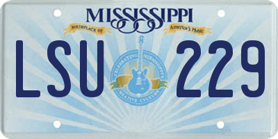 MS license plate LSU229