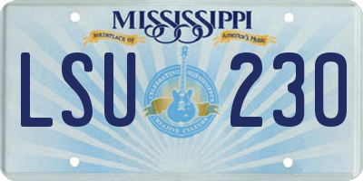 MS license plate LSU230