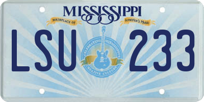 MS license plate LSU233