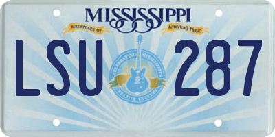MS license plate LSU287