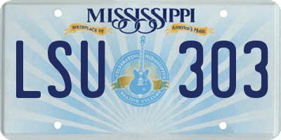 MS license plate LSU303