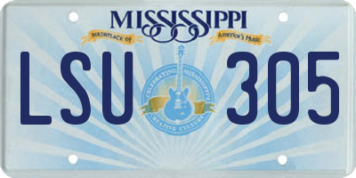 MS license plate LSU305