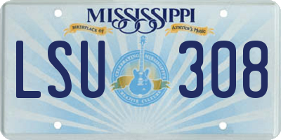 MS license plate LSU308