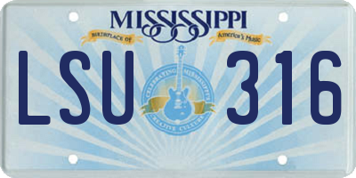MS license plate LSU316
